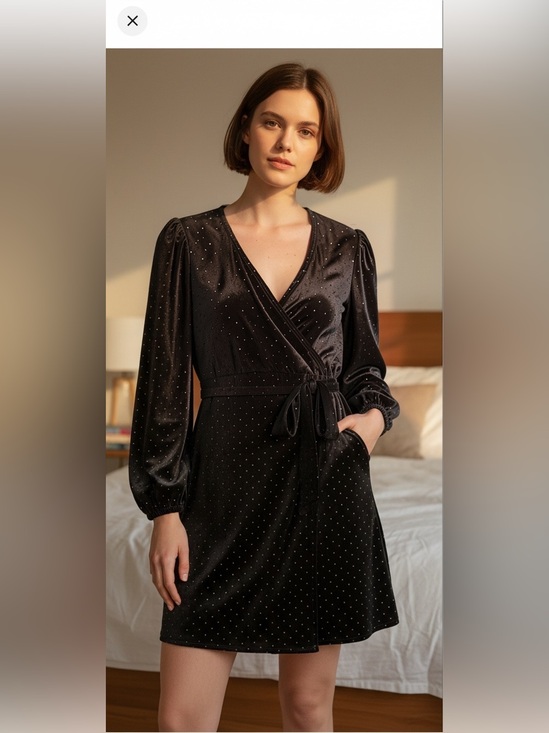 Nine West Dresses & Skirts - Nine West Black Long Sleeve Dress Studded Design Belted XXL